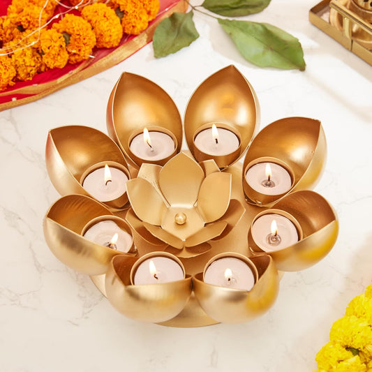Multi-Petal Lotus Tealight Diya Stand