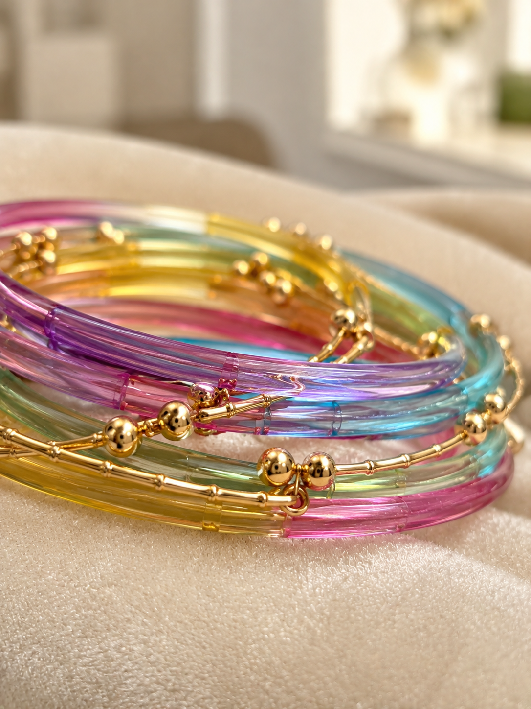 Multicolor Glass Bangles Set for Women