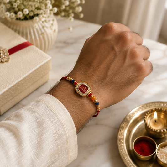 Royal Premium Designer Rakhi Red & Gold