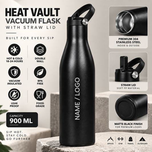 customizable Flask with Straw Lid 900ML