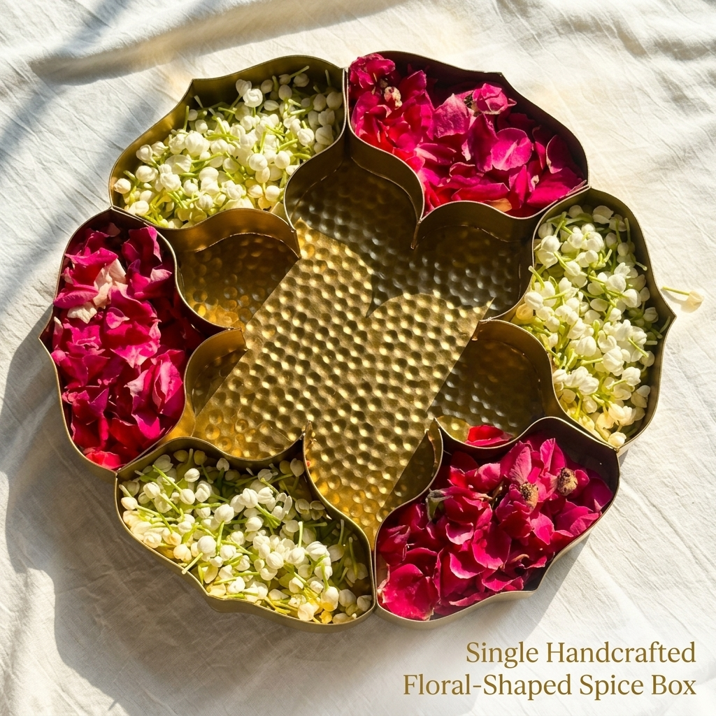 Lotus Floral Multi-Compartment Flower & Puja Box