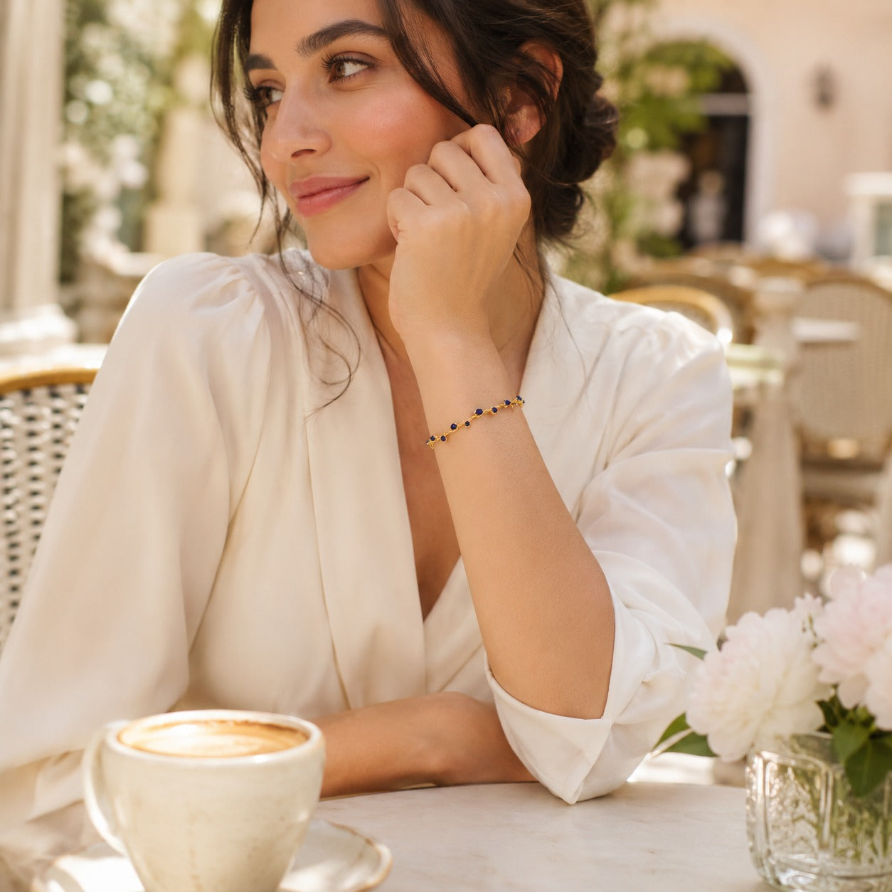 Gold Sapphire Vine Bracelet for Women