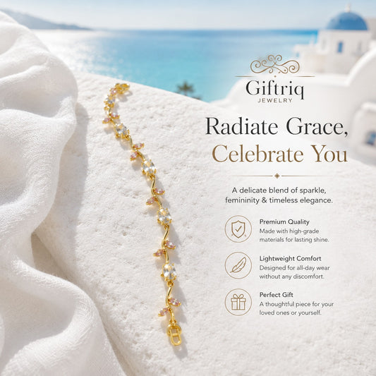 Gold Pastel Crystal Vine Bracelet for Women