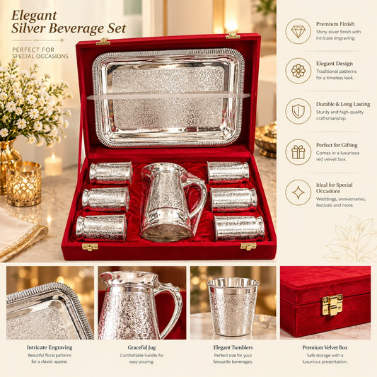 Brass Jug and Six Glasses Premium Gift Set