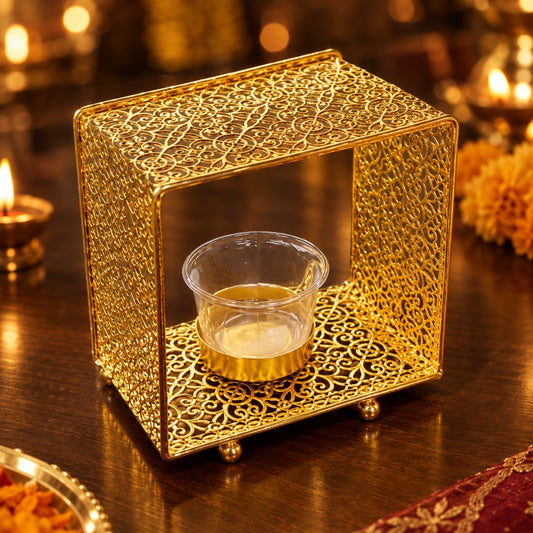 Gold Finish Decorative Candle Holder Lantern