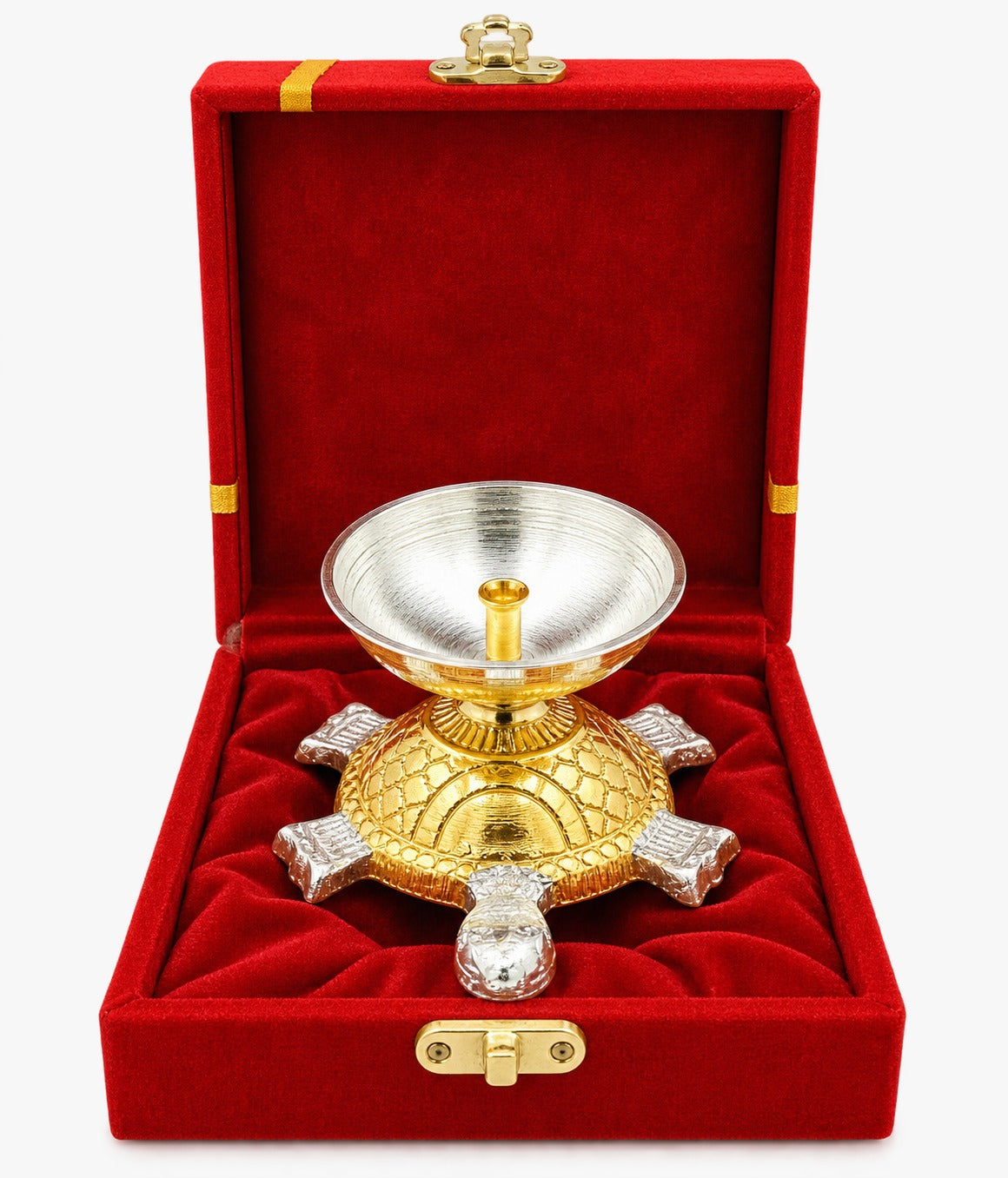 Gold Silver Turtle Diya Decorative Gift Set
