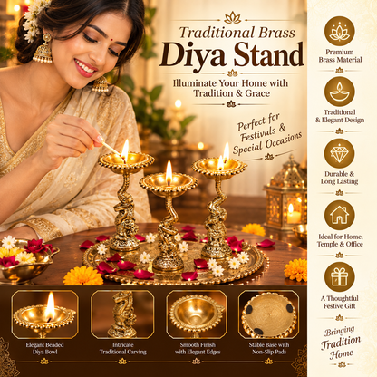 Golden Decorative Diya Set For Home Decor