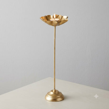 Set of 3 Metal Lotus Flower Tealight Holders for Home Decor