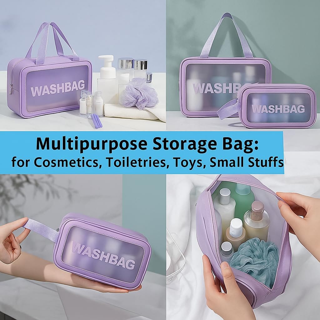 3-Piece Clear Travel & Makeup Organizer Bag Set