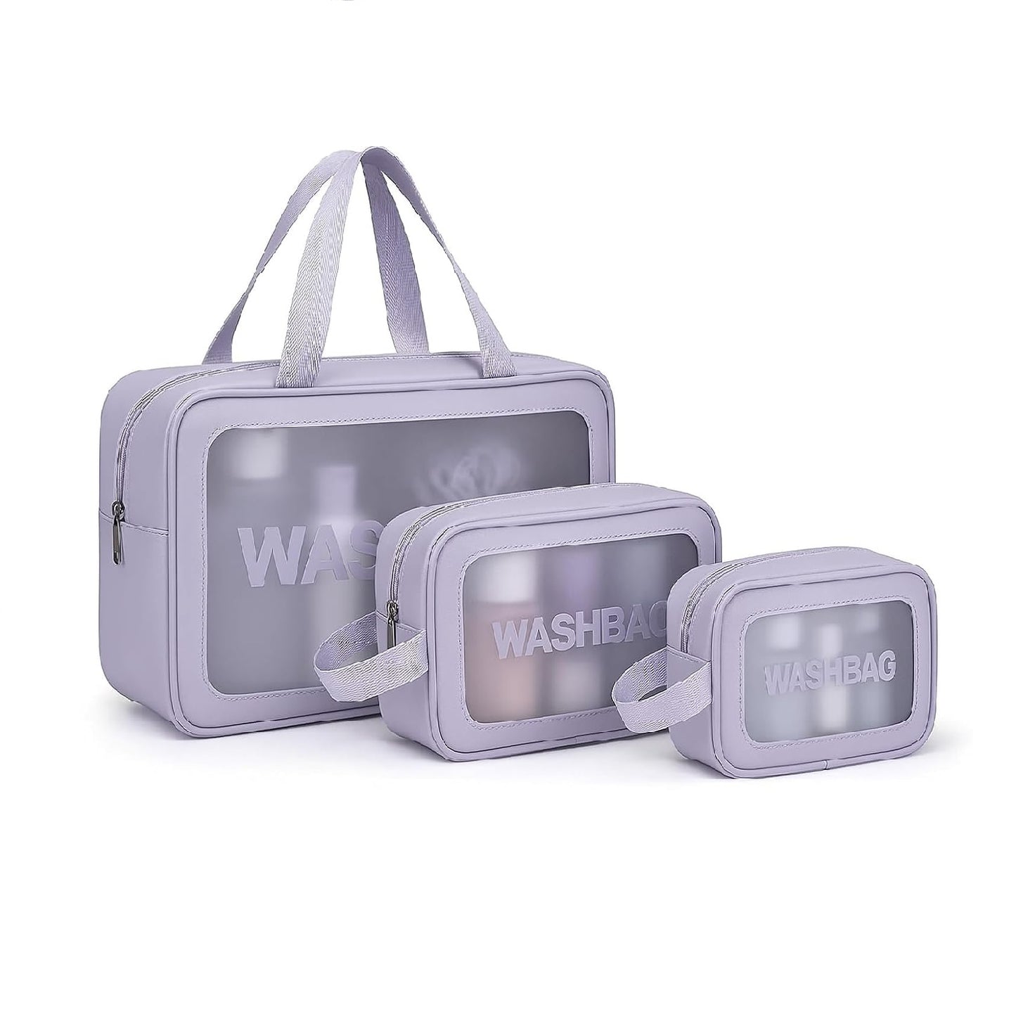3-Piece Clear Travel & Makeup Organizer Bag Set