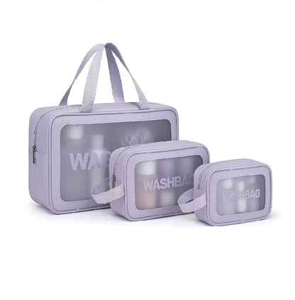 3-Piece Clear Travel & Makeup Organizer Bag Set