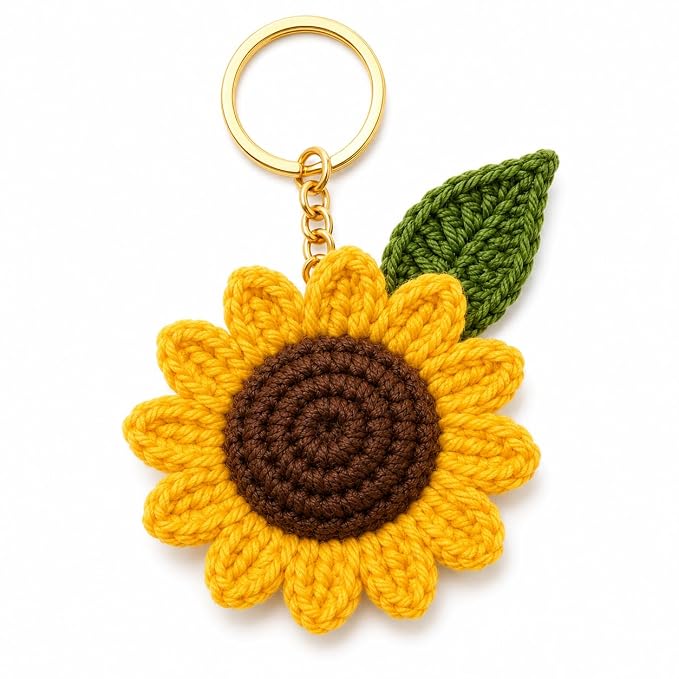 Handmade Crochet Sunflower Keychain