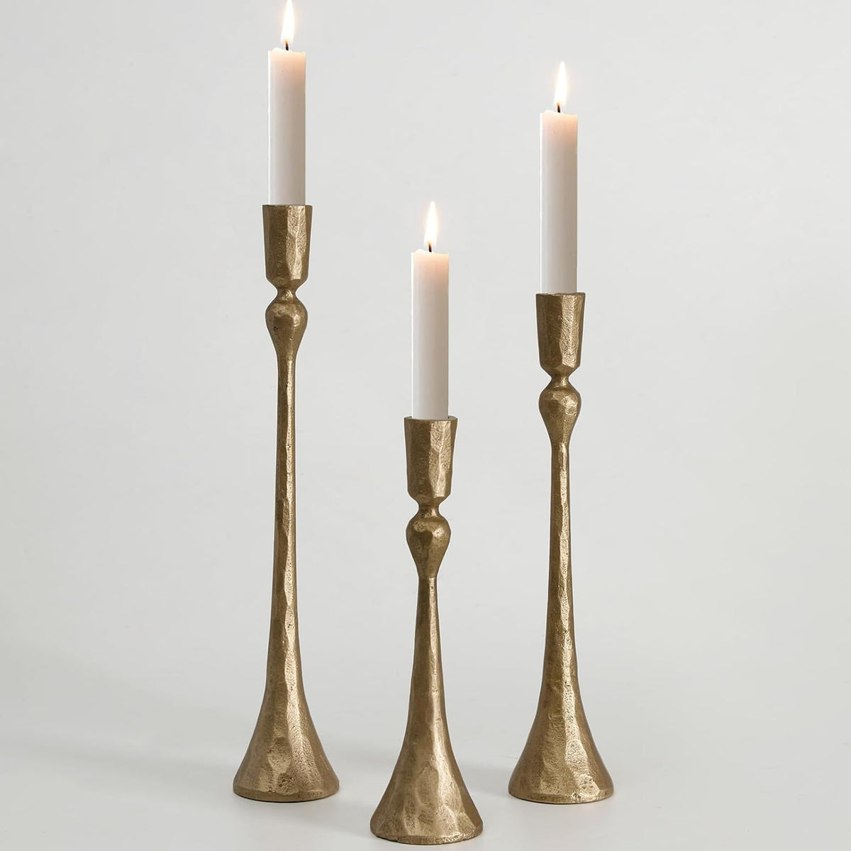 Elegant Antique Gold Candle Holders – Set of 3