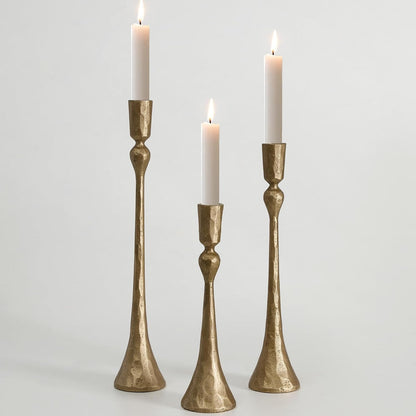 Elegant Antique Gold Candle Holders – Set of 3