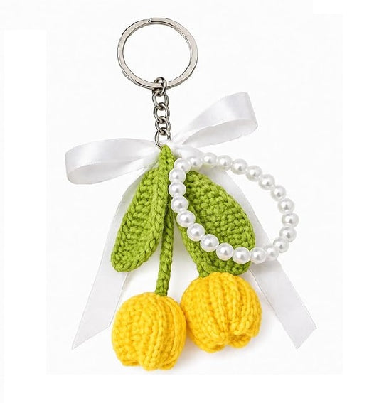 Yellow Tulip Keychain for Women Girls