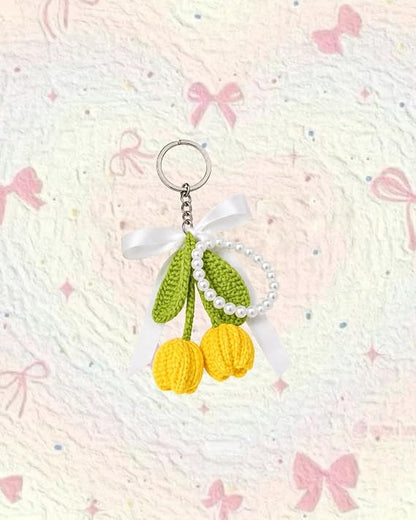 Yellow Tulip Keychain for Women Girls