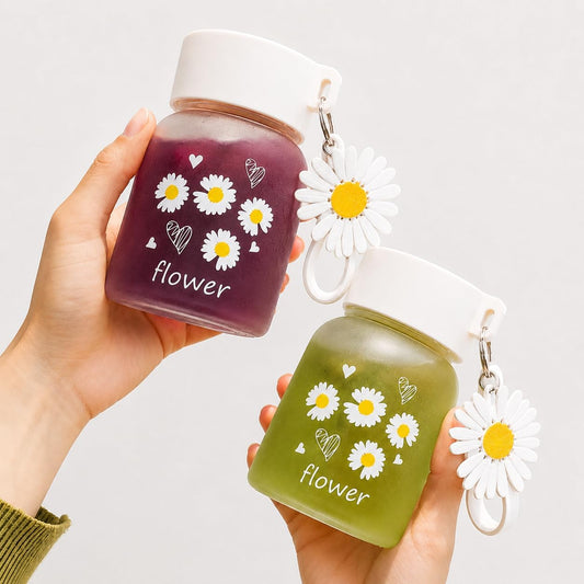 Cute Flower Glass Water Bottle 300ML