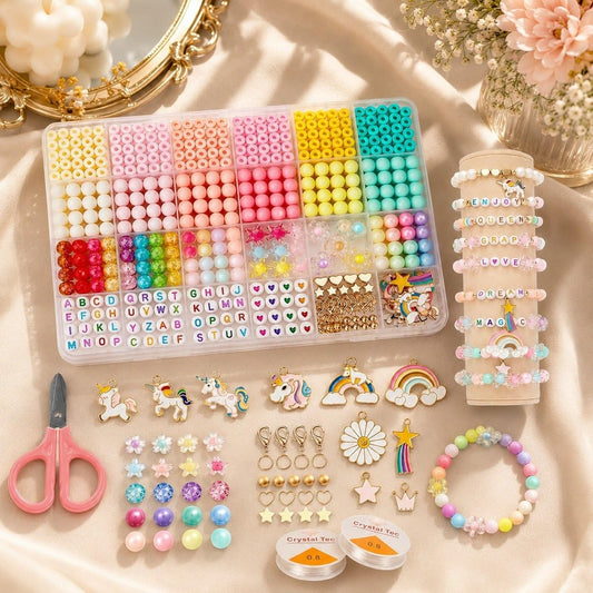DIY Bracelet Making Kit with Colorful Beads & Charms