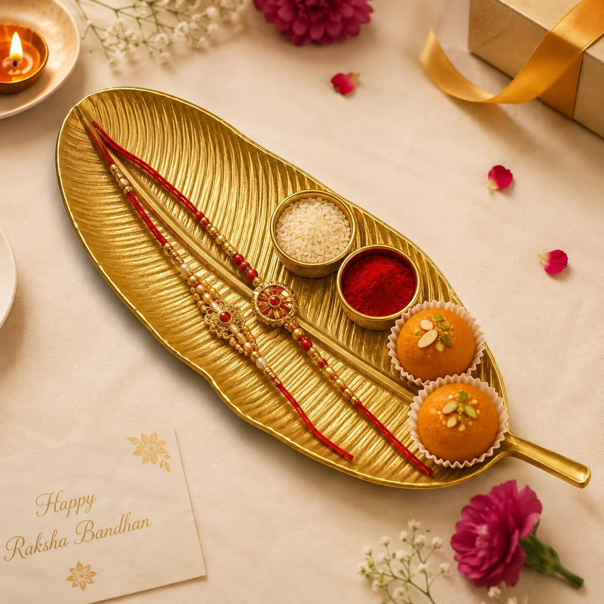 Elegant Gold Leaf Decorative Tray – Metallic Leaf-Shaped Dish for Jewelry, Candles, Perfume & Home Décor