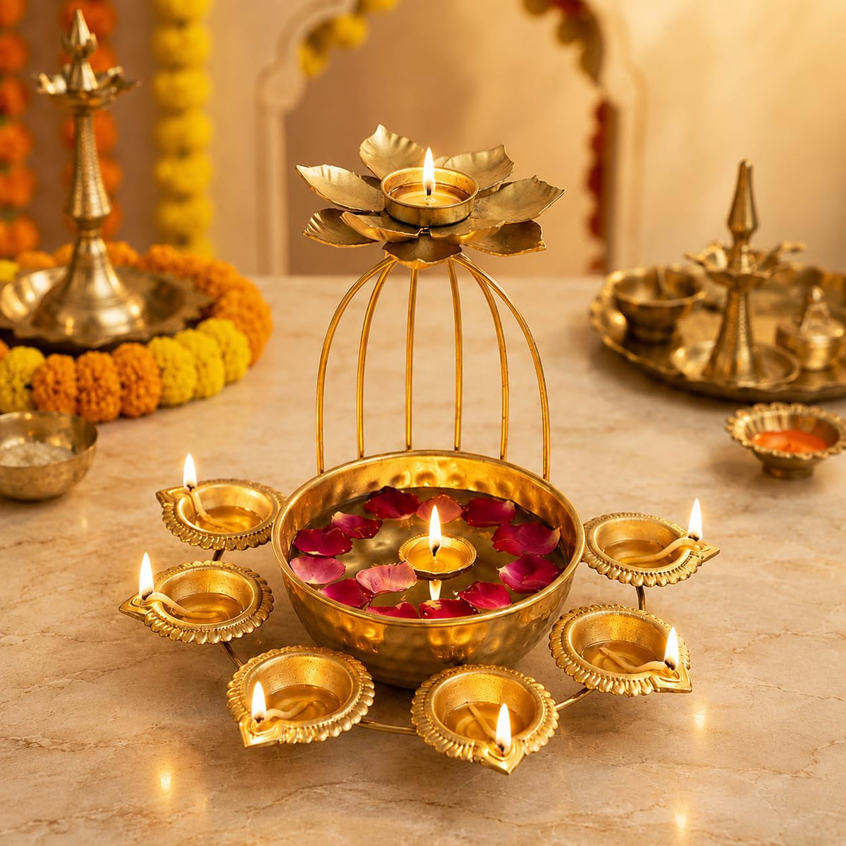 Traditional Finish Multi-Diya for Festive Decor
