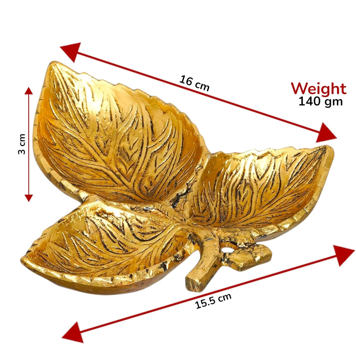 Elegant Gold Leaf Decorative Bowl – Nature-Inspired Metal Dish for Jewelry, Keys & Luxury Home Décor