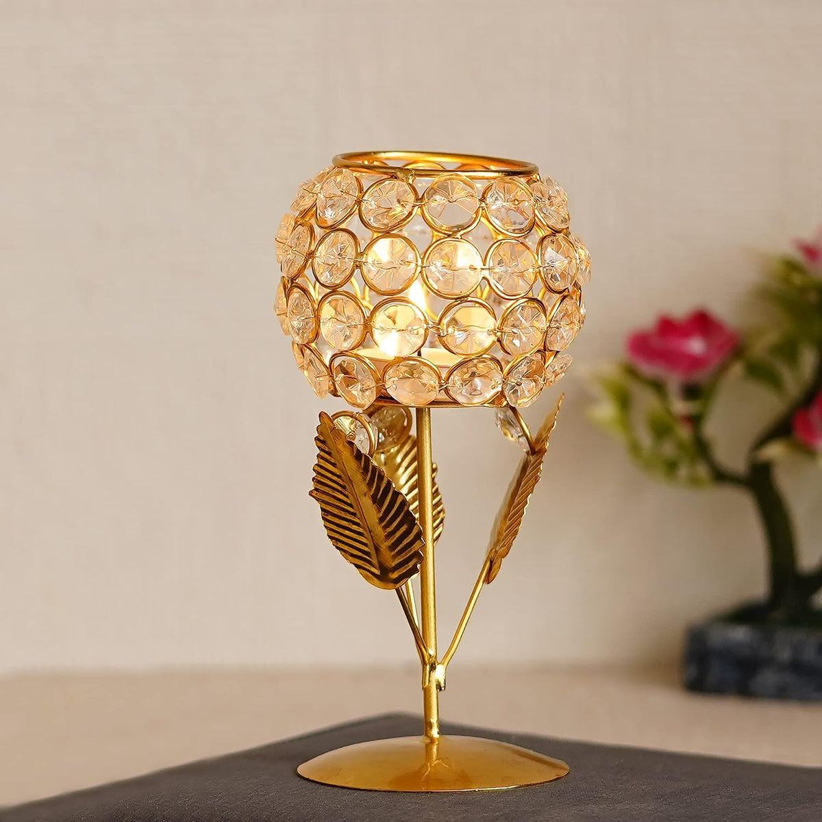 Luxury Gold Crystal Candle Holder