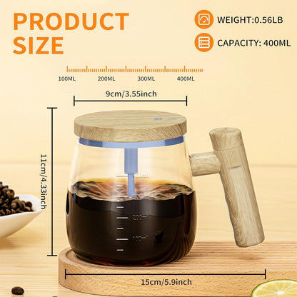 Self Stirring Glass Coffee Mug 400ML