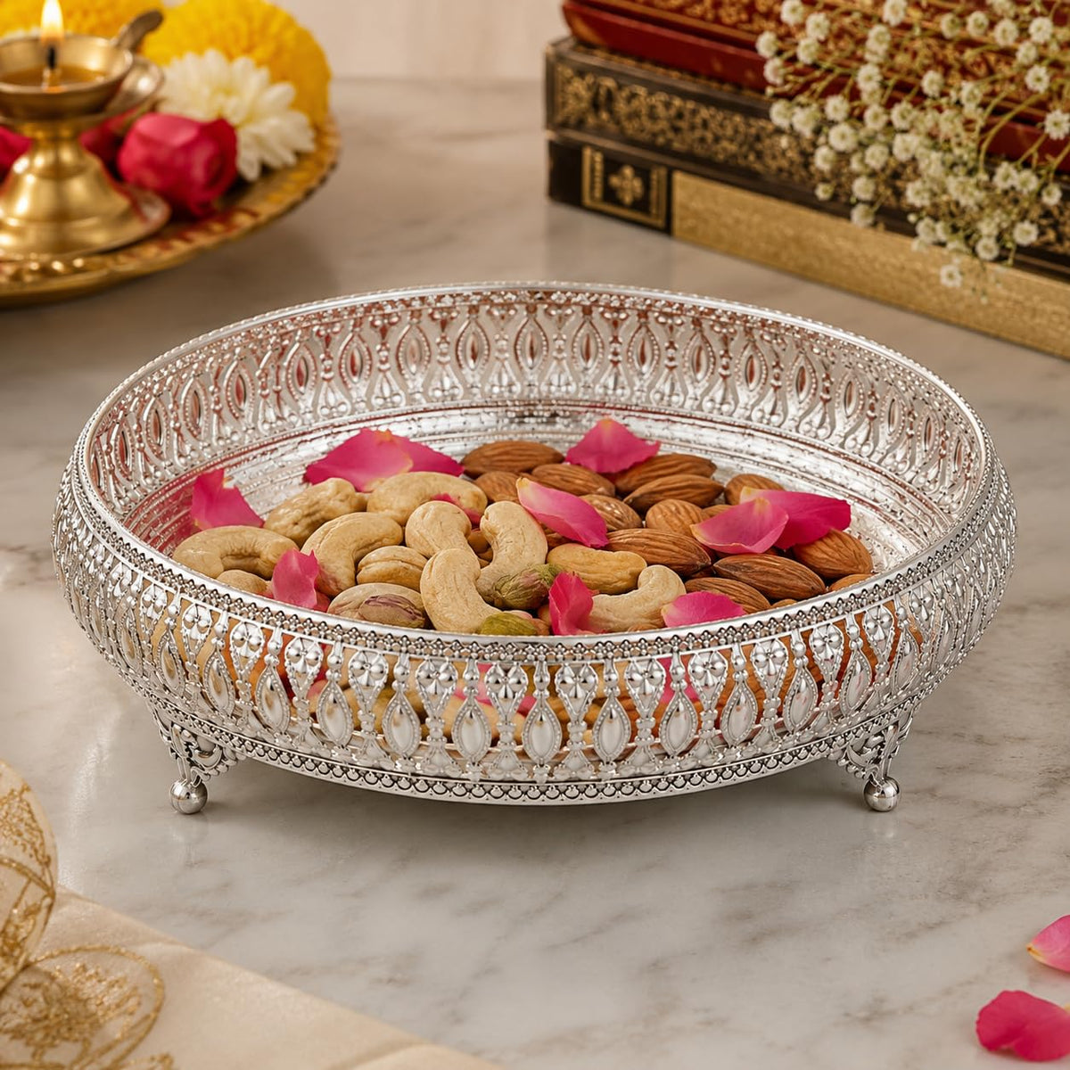 3-Piece Silver Decorative Serving Tray