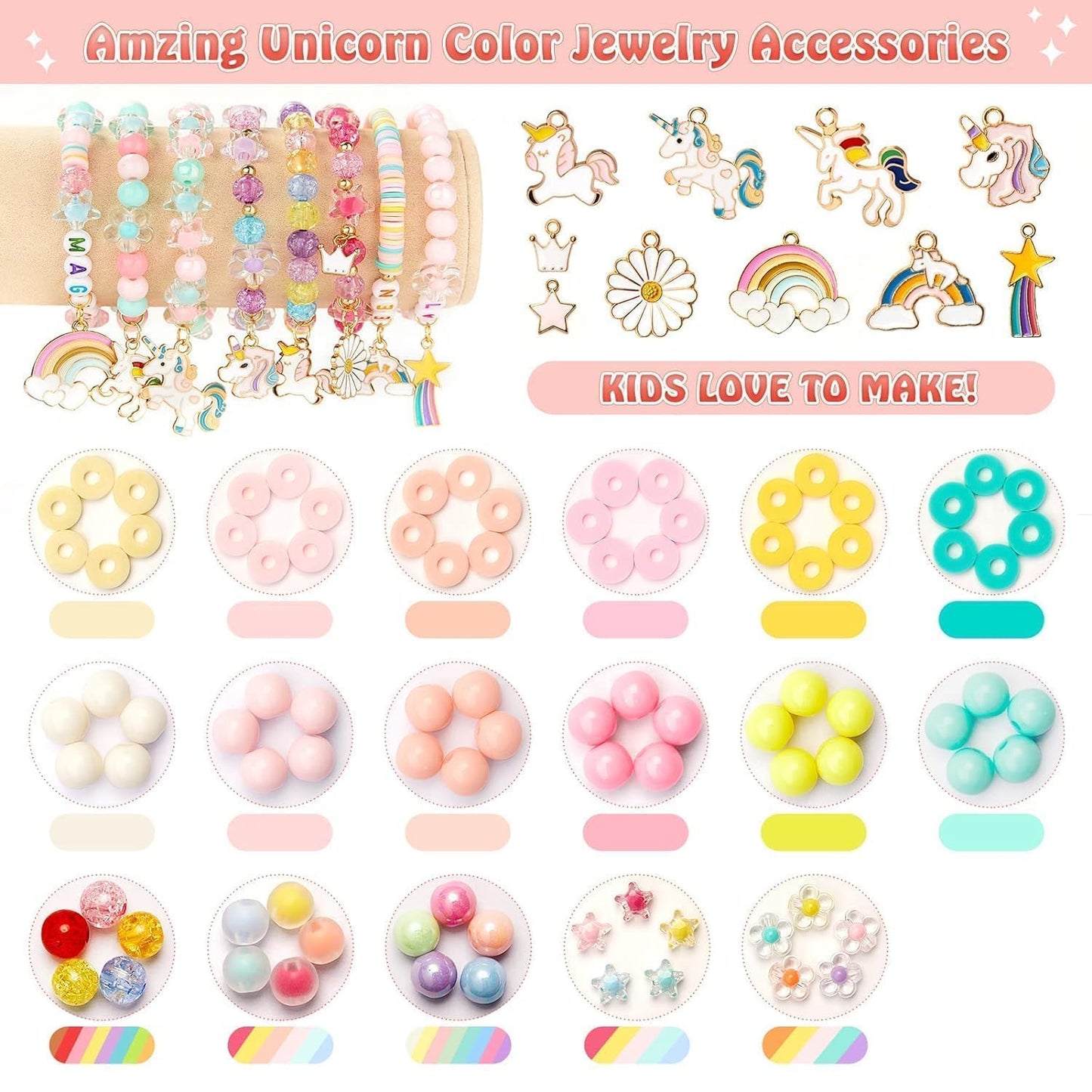 DIY Bracelet Making Kit with Colorful Beads & Charms