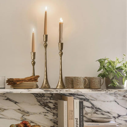 Elegant Antique Gold Candle Holders – Set of 3