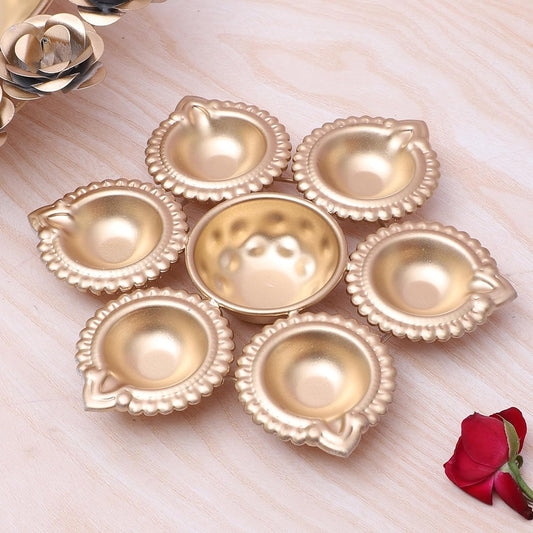 Multi-Diya Holder with Central Urli Bowl