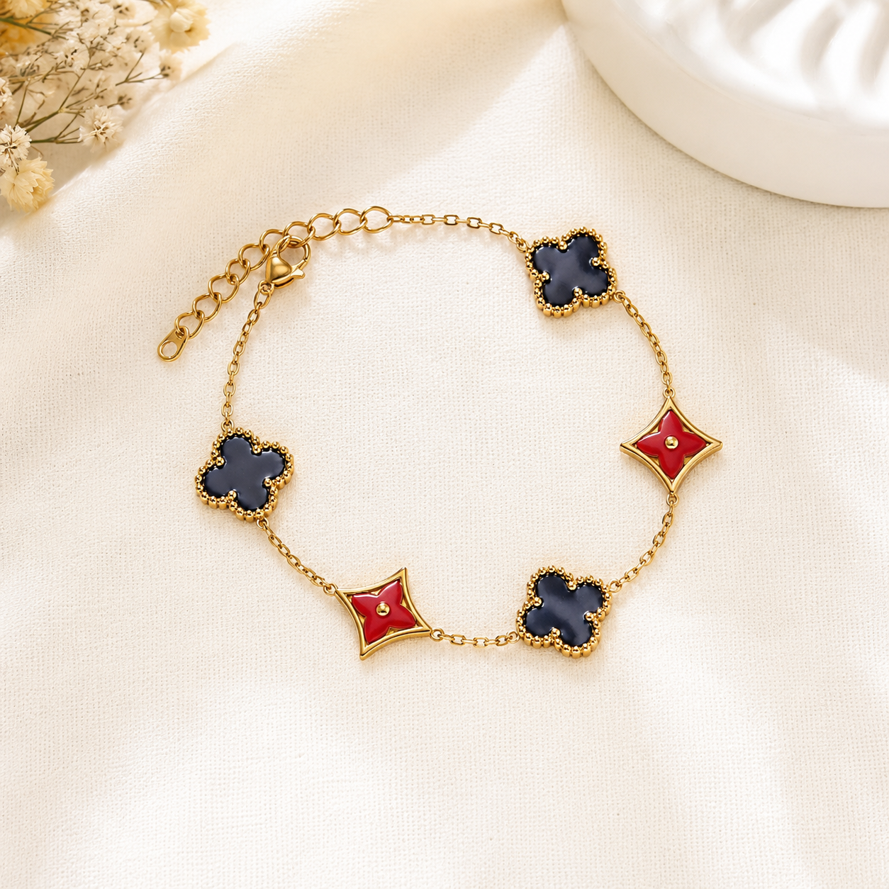 Gold Clover Charm Bracelet for Women