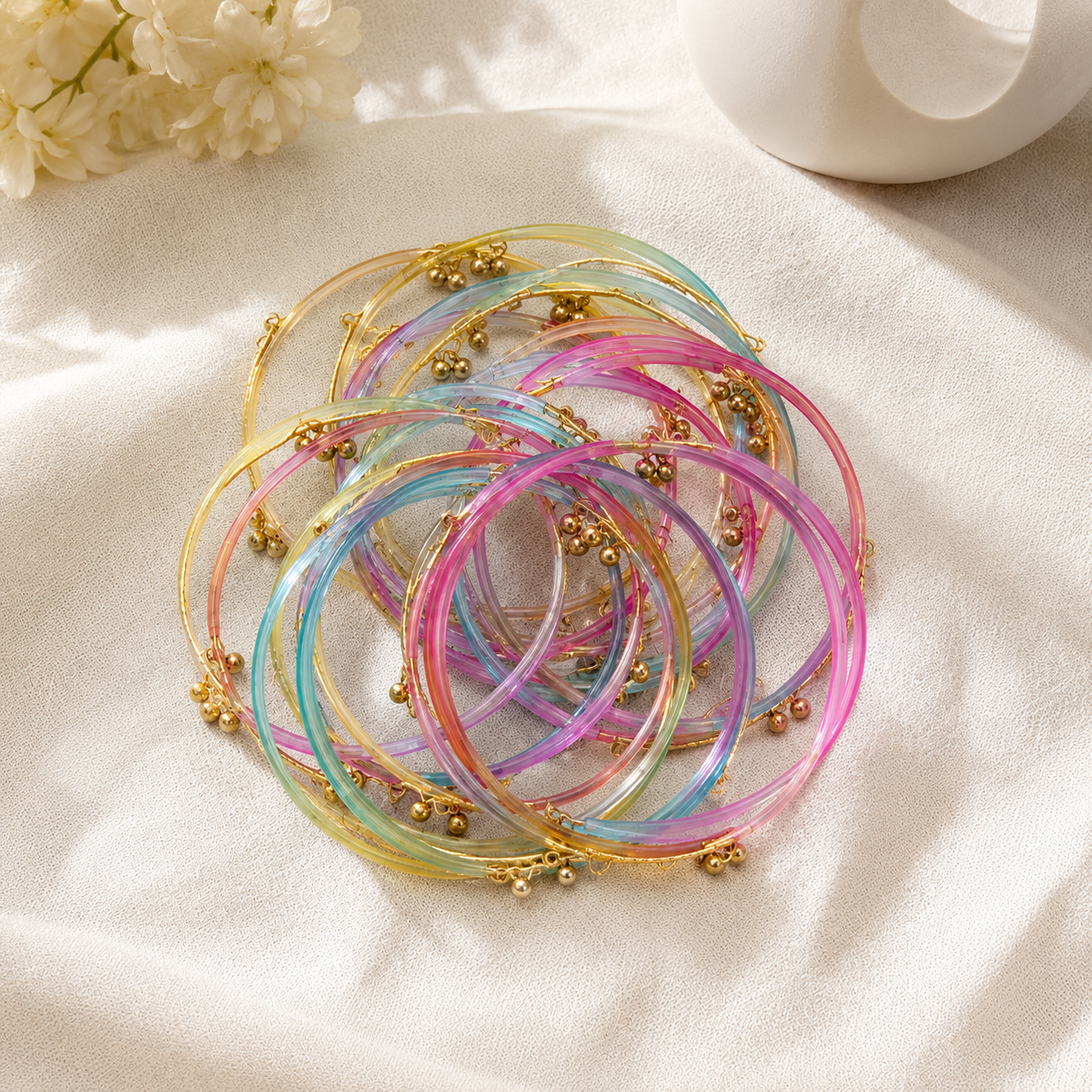 Multicolor Glass Bangles Set for Women
