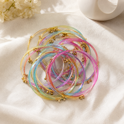 Multicolor Glass Bangles Set for Women