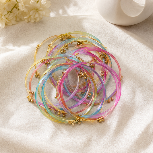 Multicolor Glass Bangles Set for Women