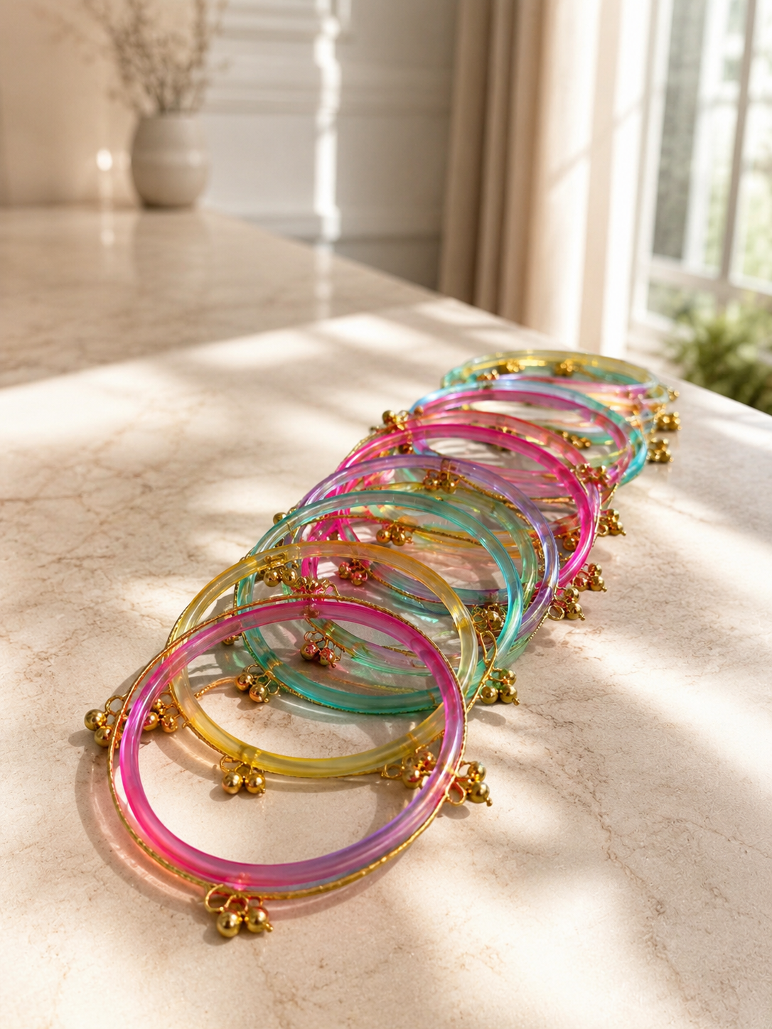 Multicolor Glass Bangles Set for Women