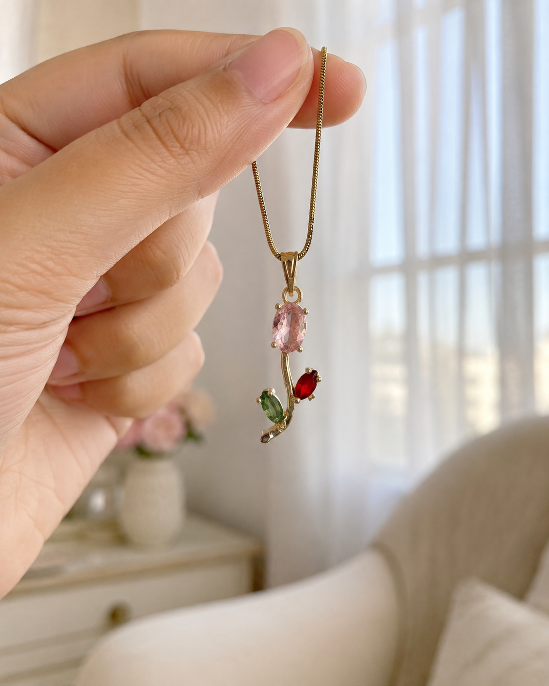 Multicolor Stone Pendant Necklace for Women