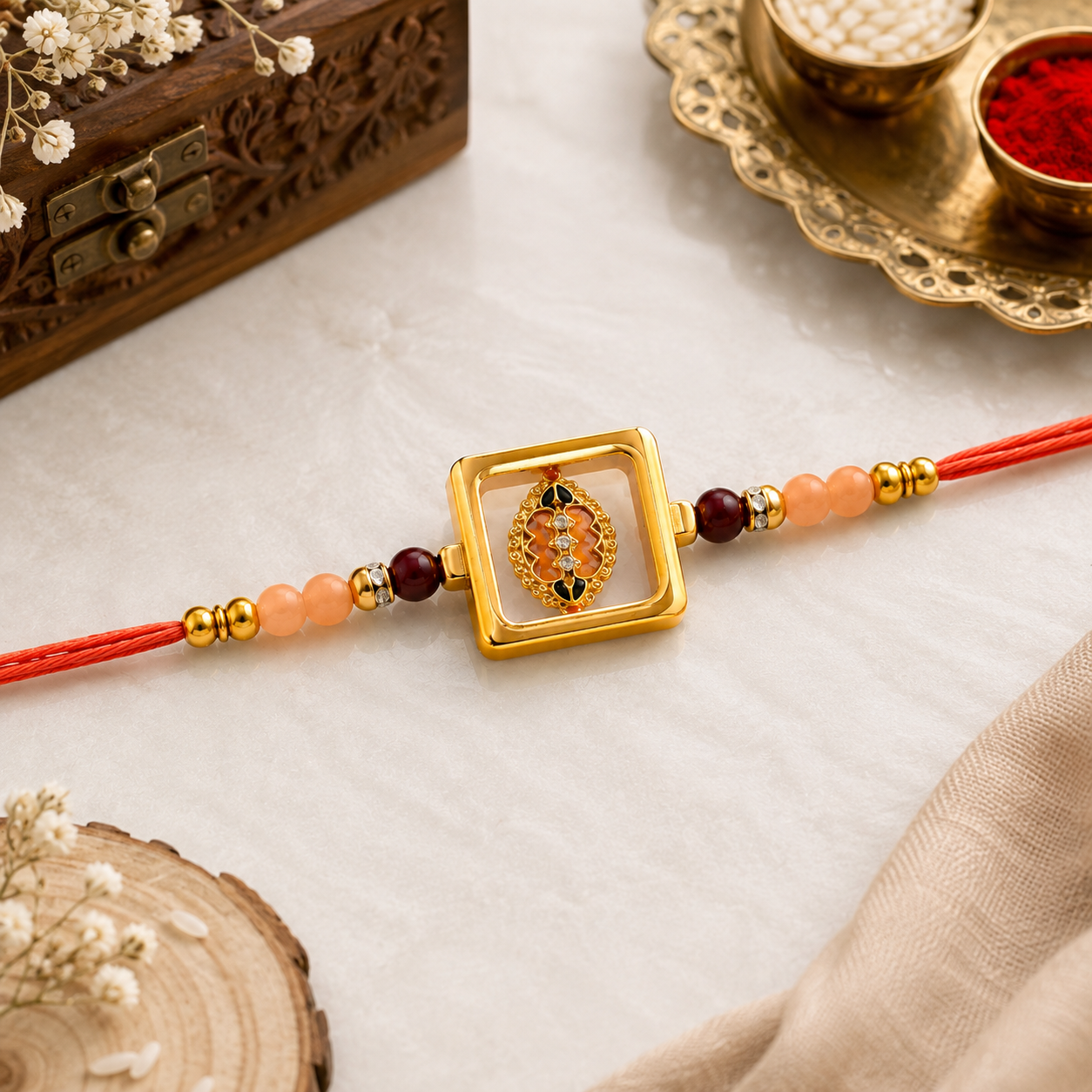 Royal Square Pendant Designer Rakhi