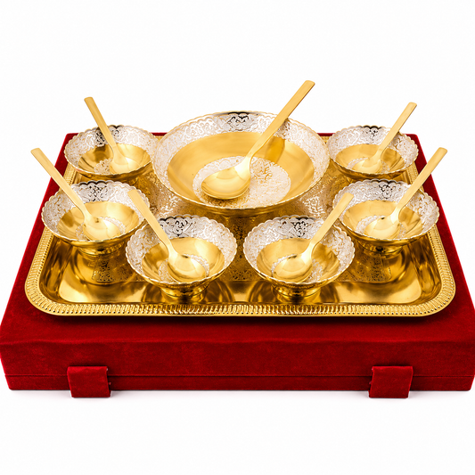 Gold Plated Bowl Spoon Tray Gift Set