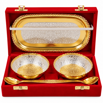 Gold Plated Decorative Bowls with Spoon Gift Set