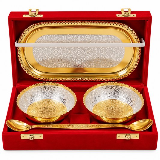 Gold Plated Decorative Bowls with Spoon Gift Set