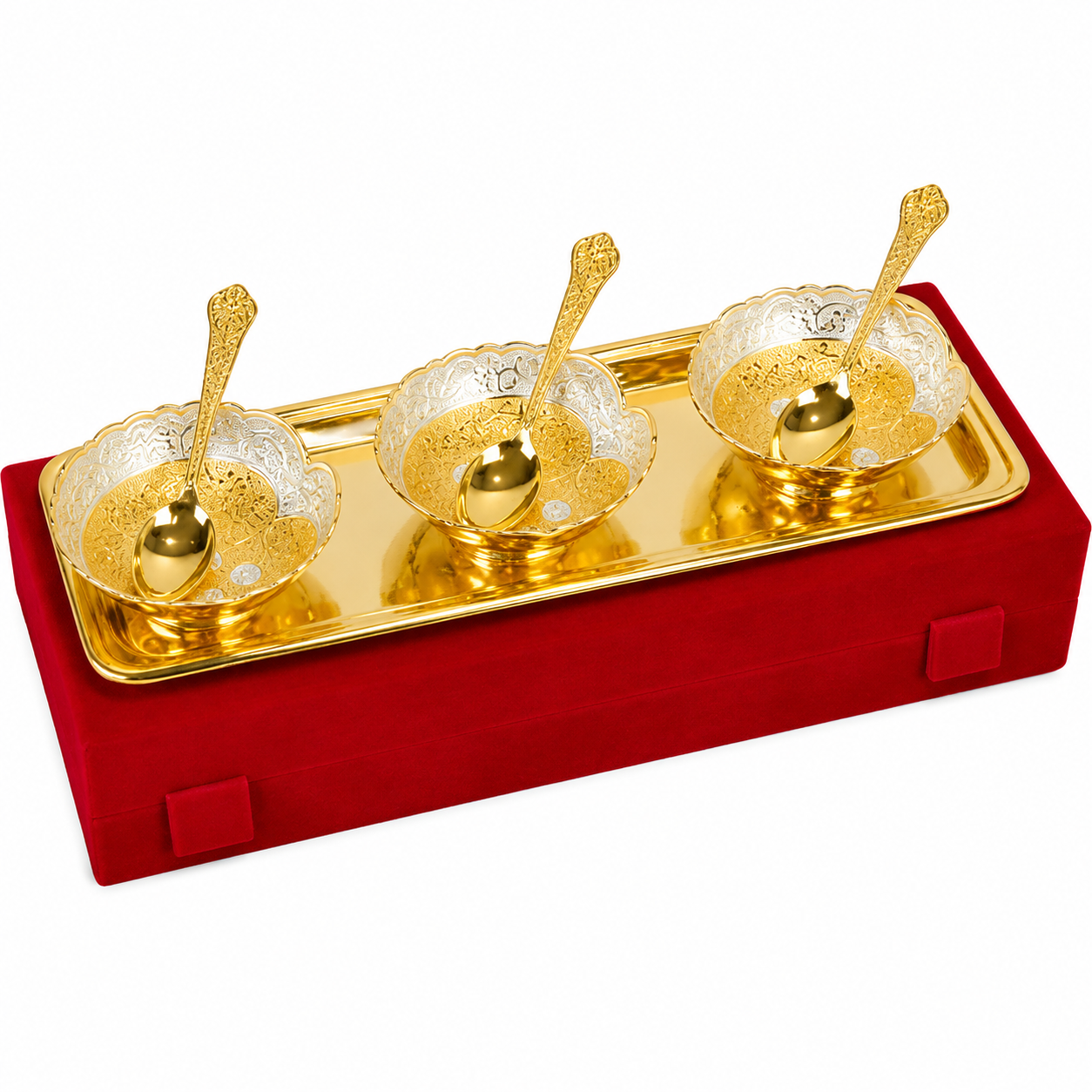 Luxury 3 Bowl Serving Set with Tray