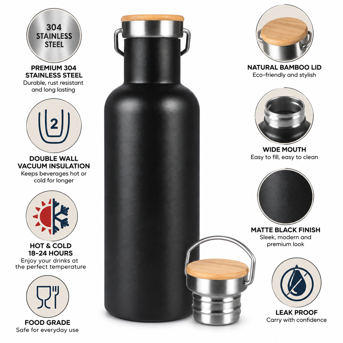 customizable Stainless Steel Thermos Bottle 700ml