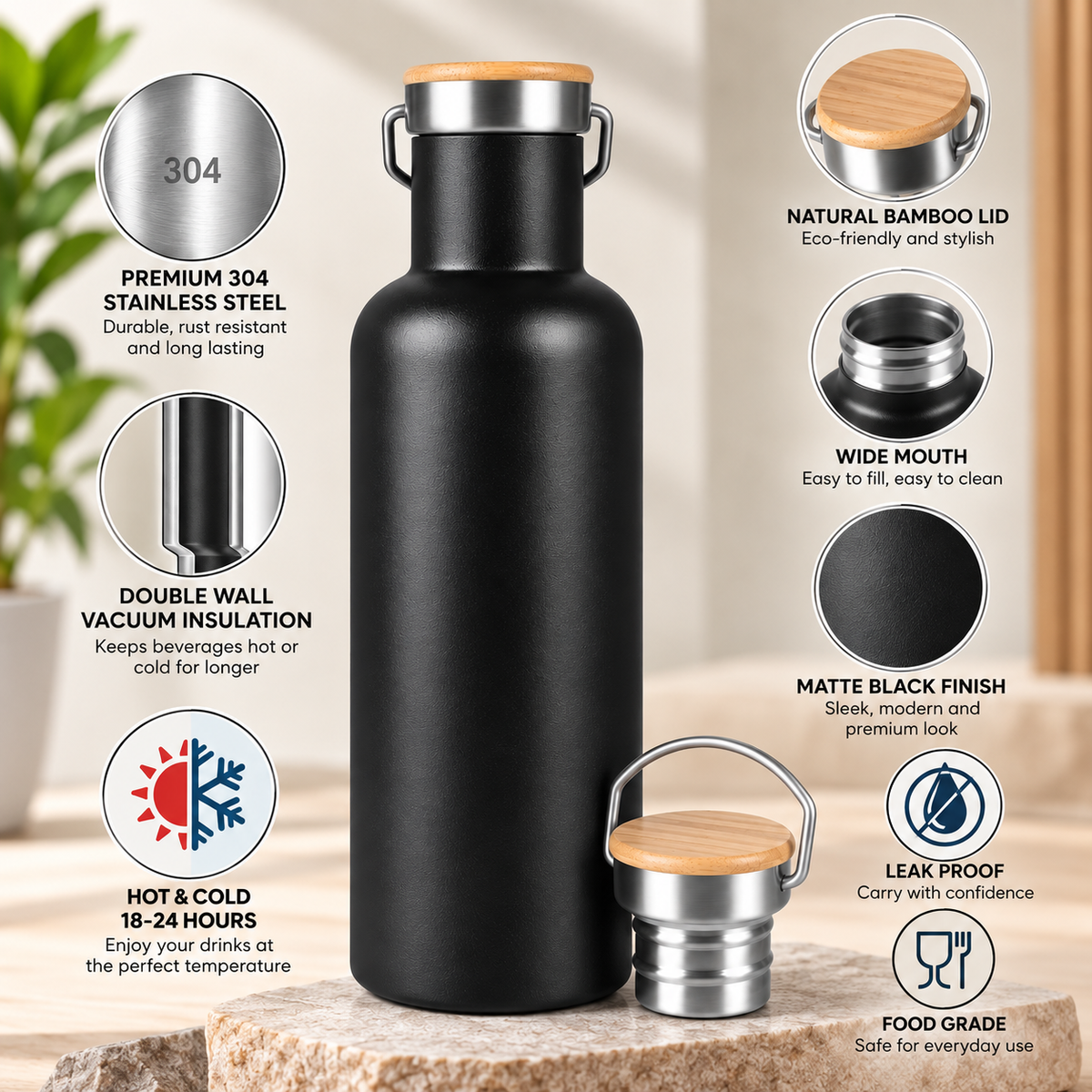 customizable Stainless Steel Thermos Bottle 700ml