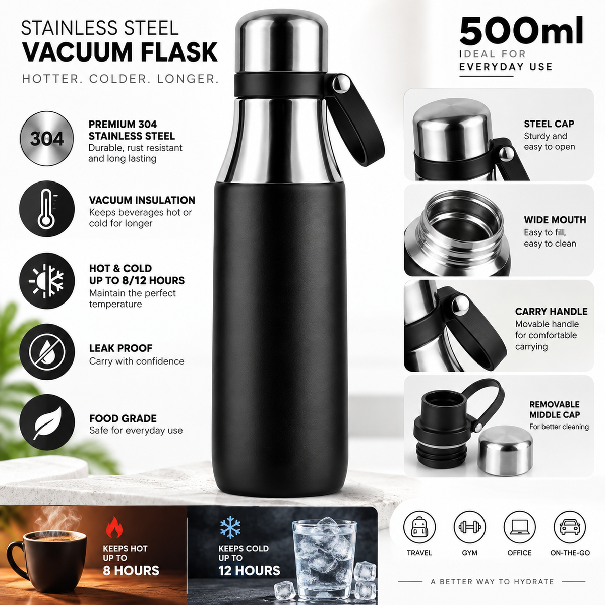 customizable Hot & Cold Thermos Flask 500ml