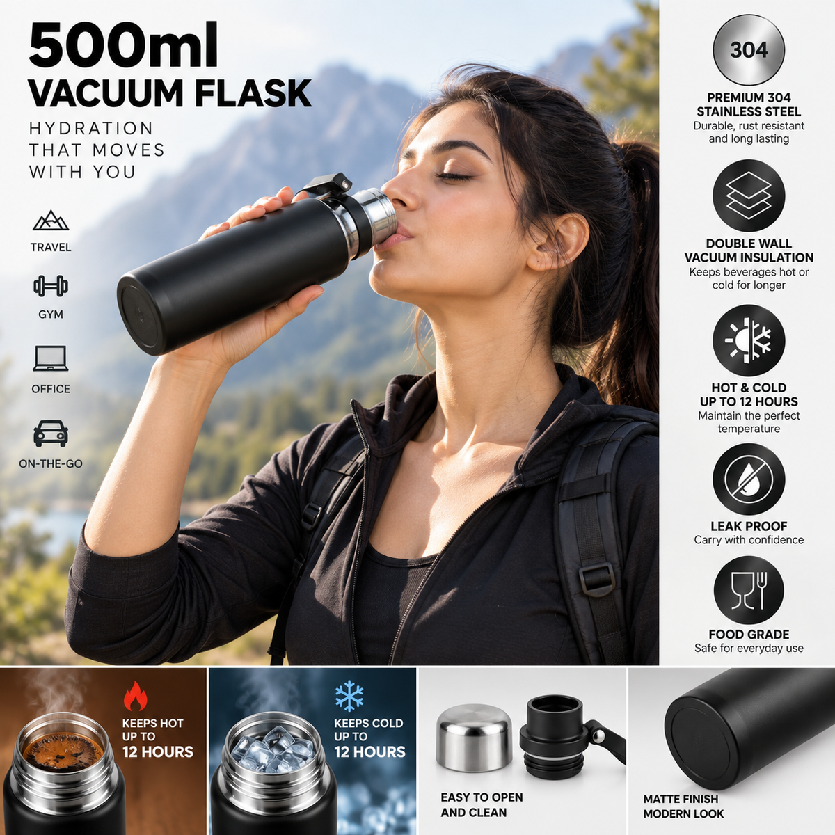 customizable Hot & Cold Thermos Flask 500ml