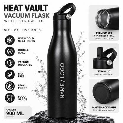 customizable Flask with Straw Lid 900ML