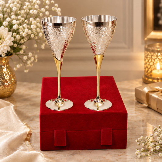 Pure Brass Decorative Wine Glass Set