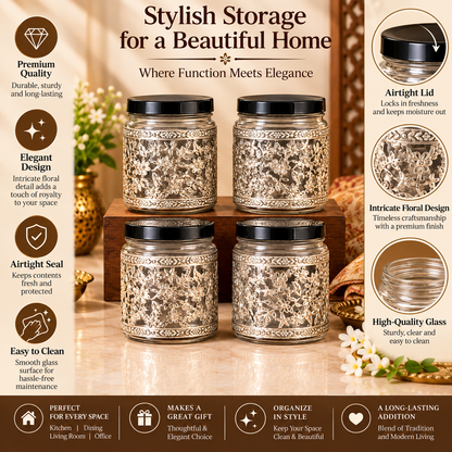 Germen Silver Glass Jar Set 350ml Each