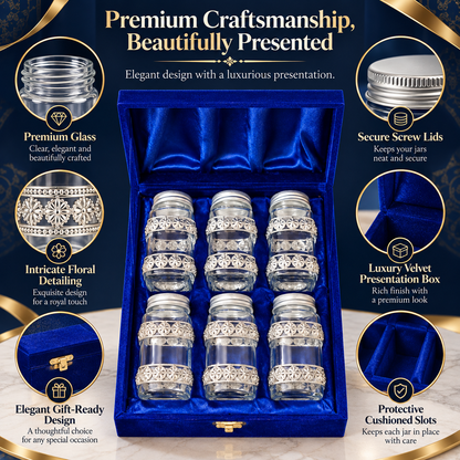 Germen Silver Glass Jar Set Gift Box 100ml Each